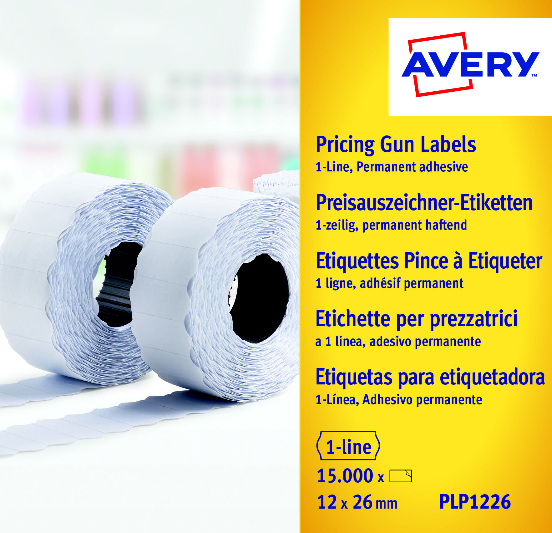 Avery Rouleau d'étiquettes pour pince à étiqueter  - 1 ligne - blanc - permanent - Lot de 10