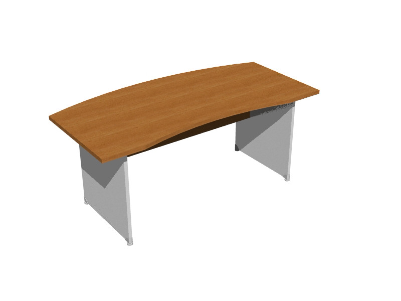 Bureau de direction courbe Pronto - L. 166 x P. 90 cm - Plateau Aulne - Pieds panneaux Aluminium