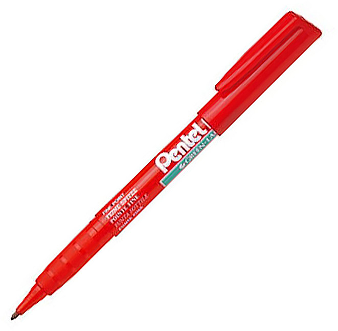 Pentel NMS50 - Marqueur permanent Green Label pointe fine 2 mm - Rouge