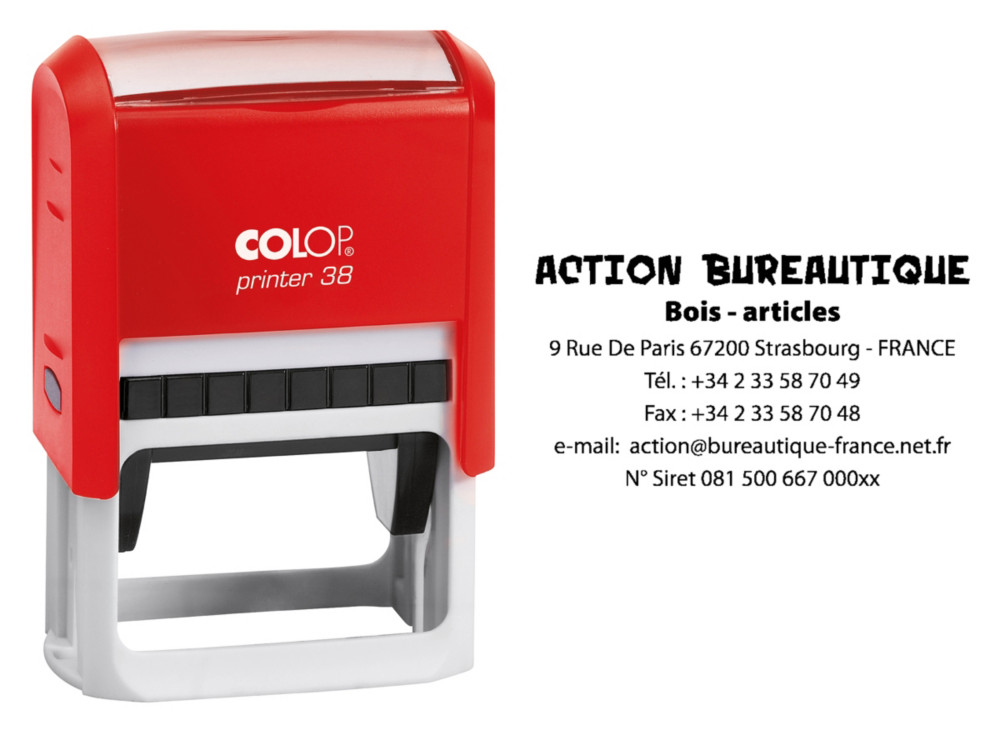 Colop Tampon encreur personnalisable Printer 38 - Rouge - 7 lignes