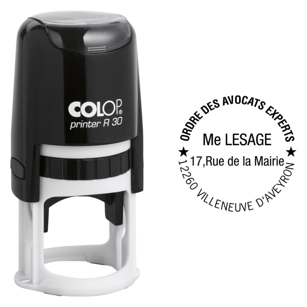 Colop Tampon encreur rond personnalisable Printer R30 - Noir - 4 lignes