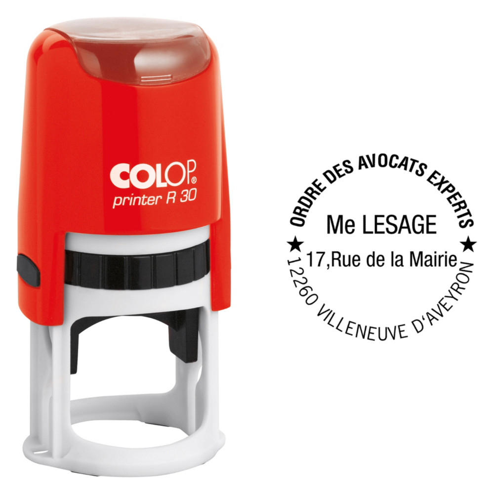 Colop Tampon encreur rond personnalisable Printer R30 - Rouge - 4 lignes