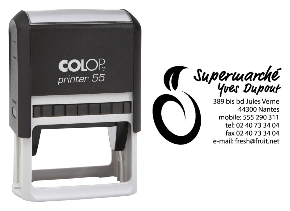 Colop Tampon encreur personnalisable Printer 55 - Noir - 8 lignes
