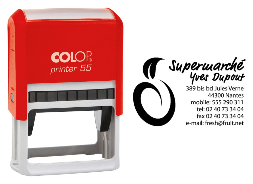Colop Tampon encreur personnalisable Printer 55 - Rouge - 8 lignes