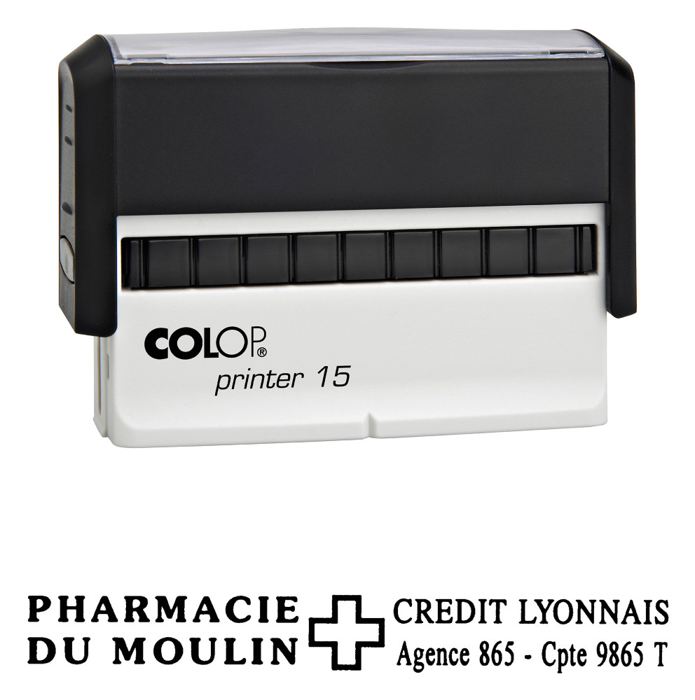 Colop Tampon encreur personnalisable Printer 15 - Noir - 3 lignes
