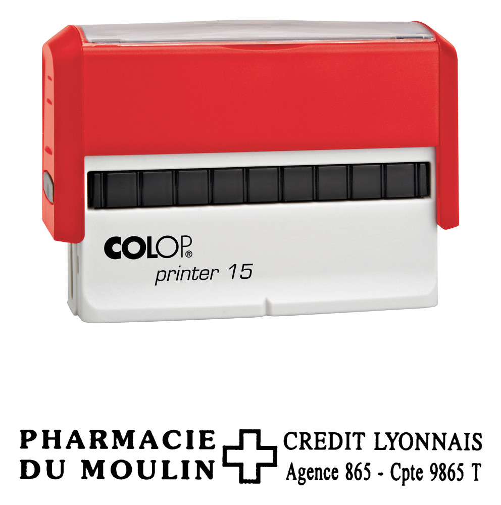 Colop Tampon encreur personnalisable Printer 15 - Rouge - 3 lignes