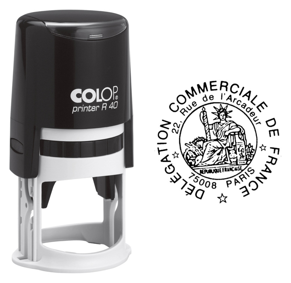 Colop Tampon encreur rond personnalisable Printer R40 - Noir - 6 lignes