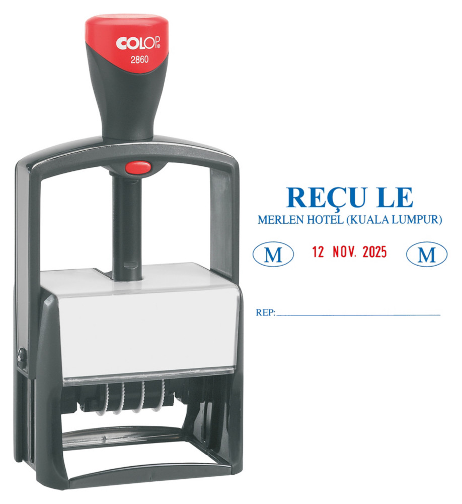 Colop Tampon dateur personnalisable Classic Line 2860 - 9 lignes - Bicolore