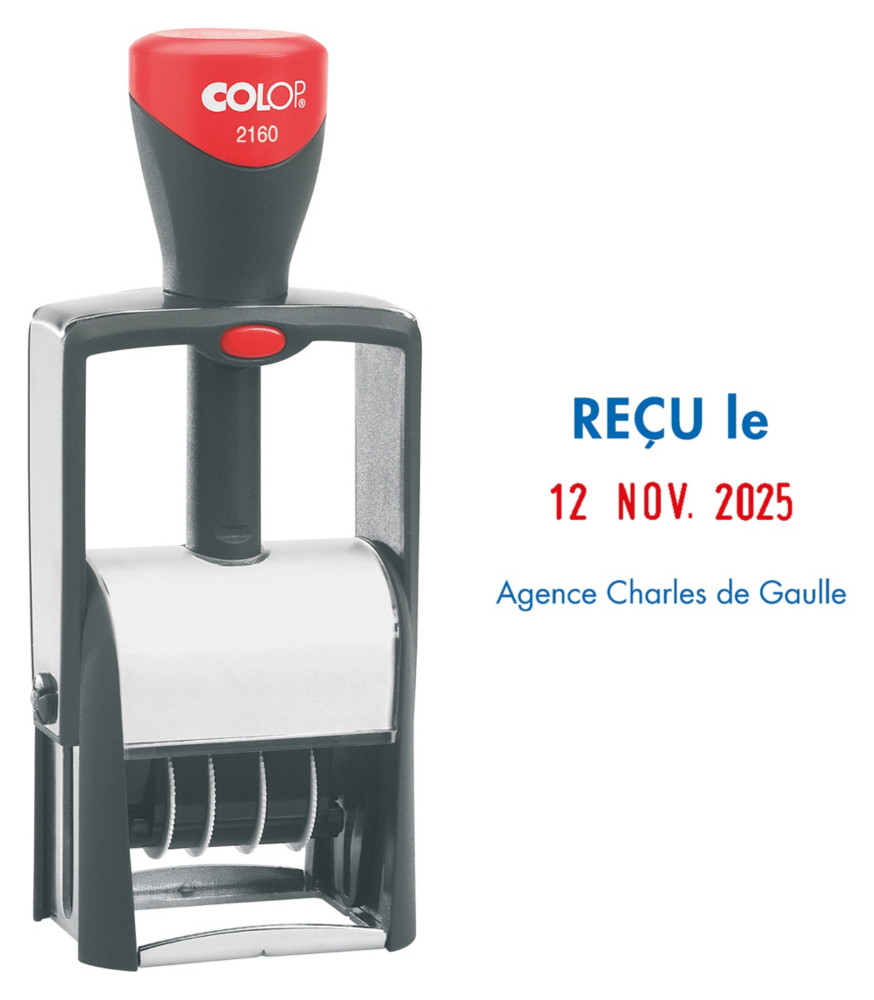 Colop Tampon dateur personnalisable Classic Line 2160 - 3 lignes - Bicolore