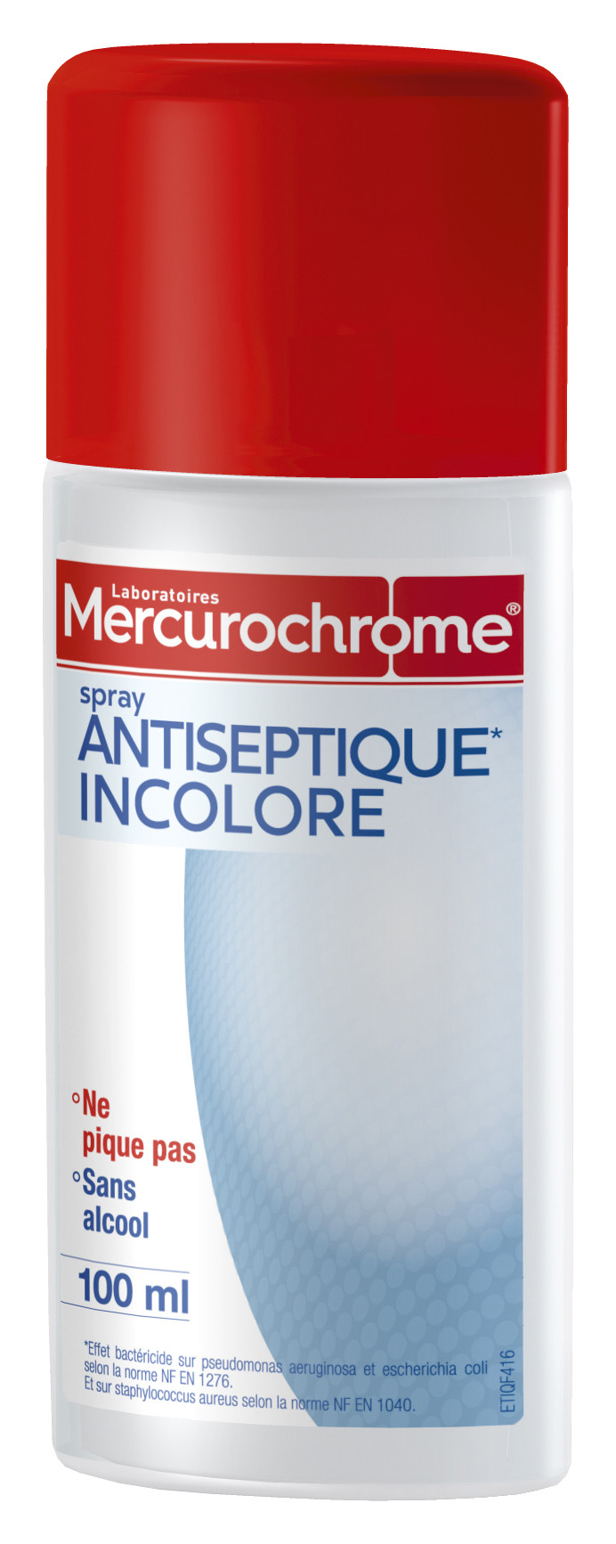 Mercurochrome Spray antiseptique sans alcool - Incolore et indolore - Flacon de 100 ml