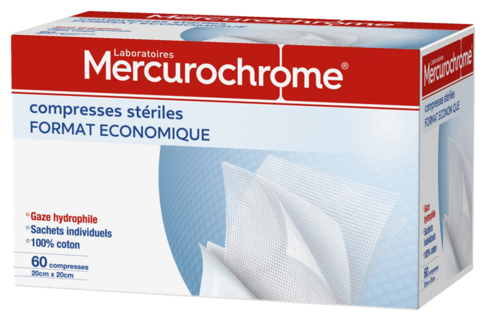 Mercurochrome Compresse  Strile - Boite de 60 compresses