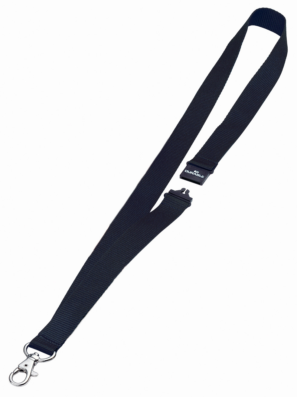 DURABLE Lacets textile pour porte-badge - Cordon avec fermeture de sécurité - Noir - Lot de 10