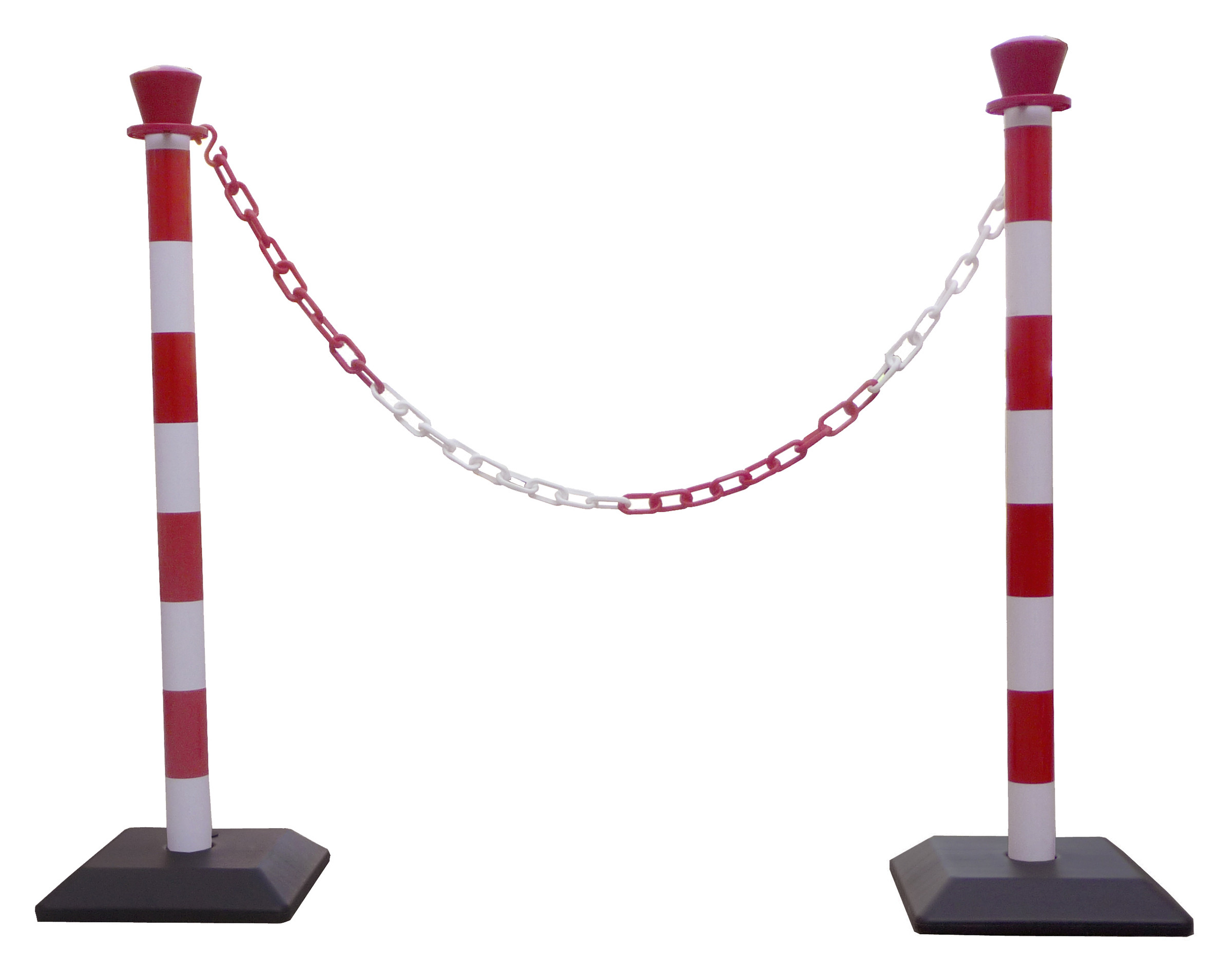VISO Kit 2 poteaux de signalisation, base lestée + 1 chaîne de 2 m - Rouge et blanc