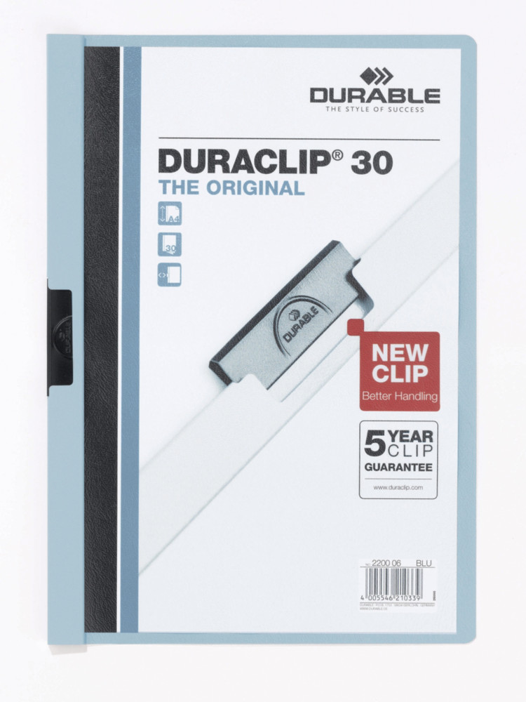 Durable Chemise  clip A4 Duraclip en PVC - 30 feuilles - Bleu clair