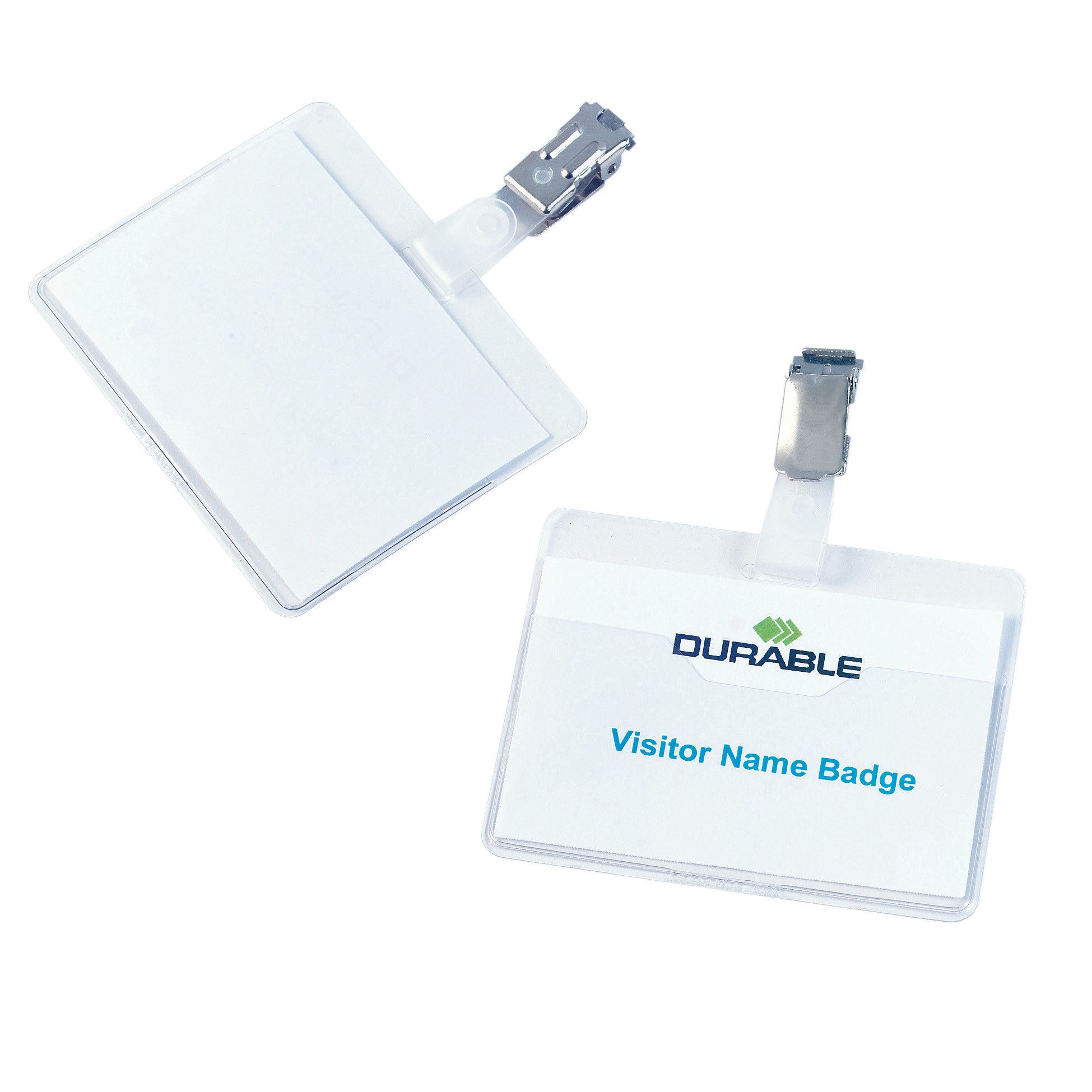 DURABLE Pochette porte- badges semi ouvert 60 x 90 mm - Avec clip rotatif - Transparent - Boîte de 25