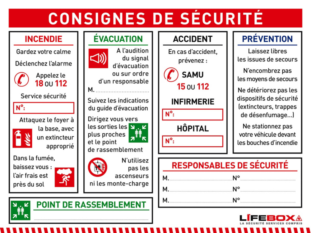 Lifebox Panneau consignes de scurit