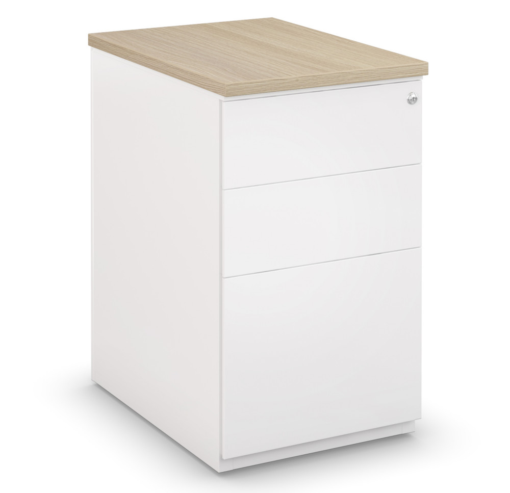 Caisson mtal hauteur bureau L.42 x P.60 x H.72 cm - Corps Blanc - Top Chne