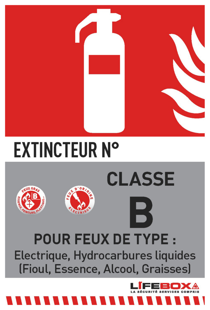 Lifebox Panneau de signalisation incendie - Indicateur Classe de feu - Classe B pour feux de type lectrique