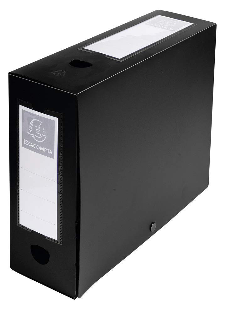Exacompta Bote de classement A4 Fermeture pression - Polypropylne 7/10E - Dos 10 cm - Noir - Lot de 10