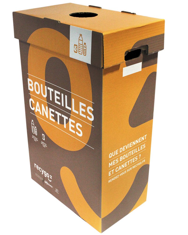 Recygo ECOBOX bote de collecte pour le tri et recyclage des bouteilles plastiques et canettes -Service de collecte inclus
