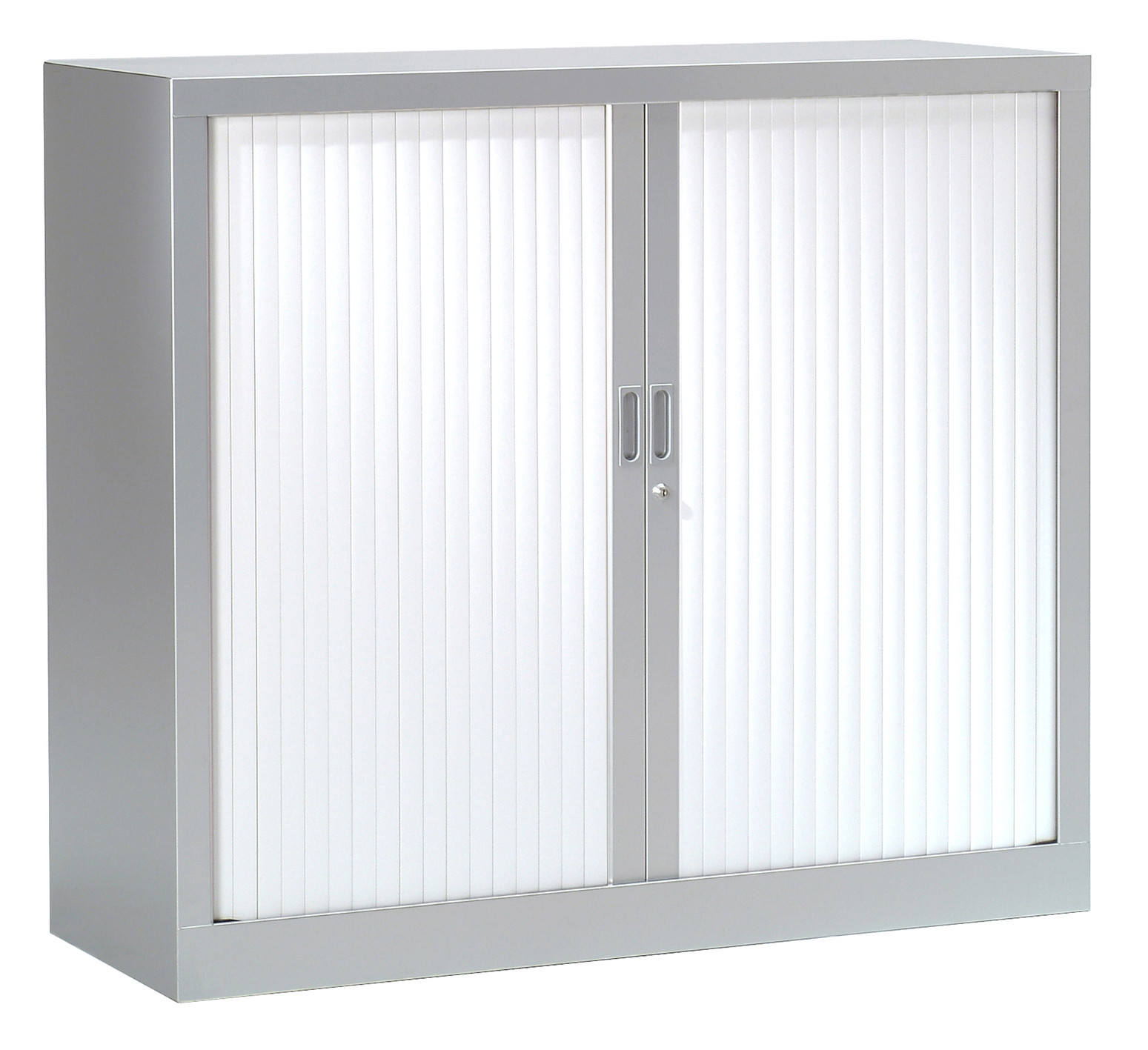 Armoire à rideaux métal monobloc Généric - H.100 x L.120 cm - Corps Aluminium - Rideaux Blanc