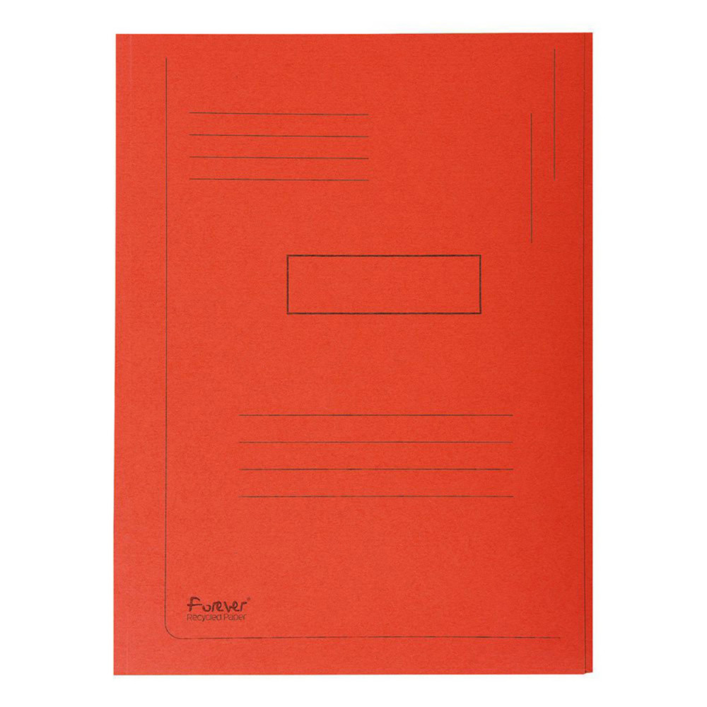 Exacompta ChemiseForeverA4  2rabats avec lignes imprimes, 200feuilles, 240x320mm, en carte  recycl, rouge - Lot de 50