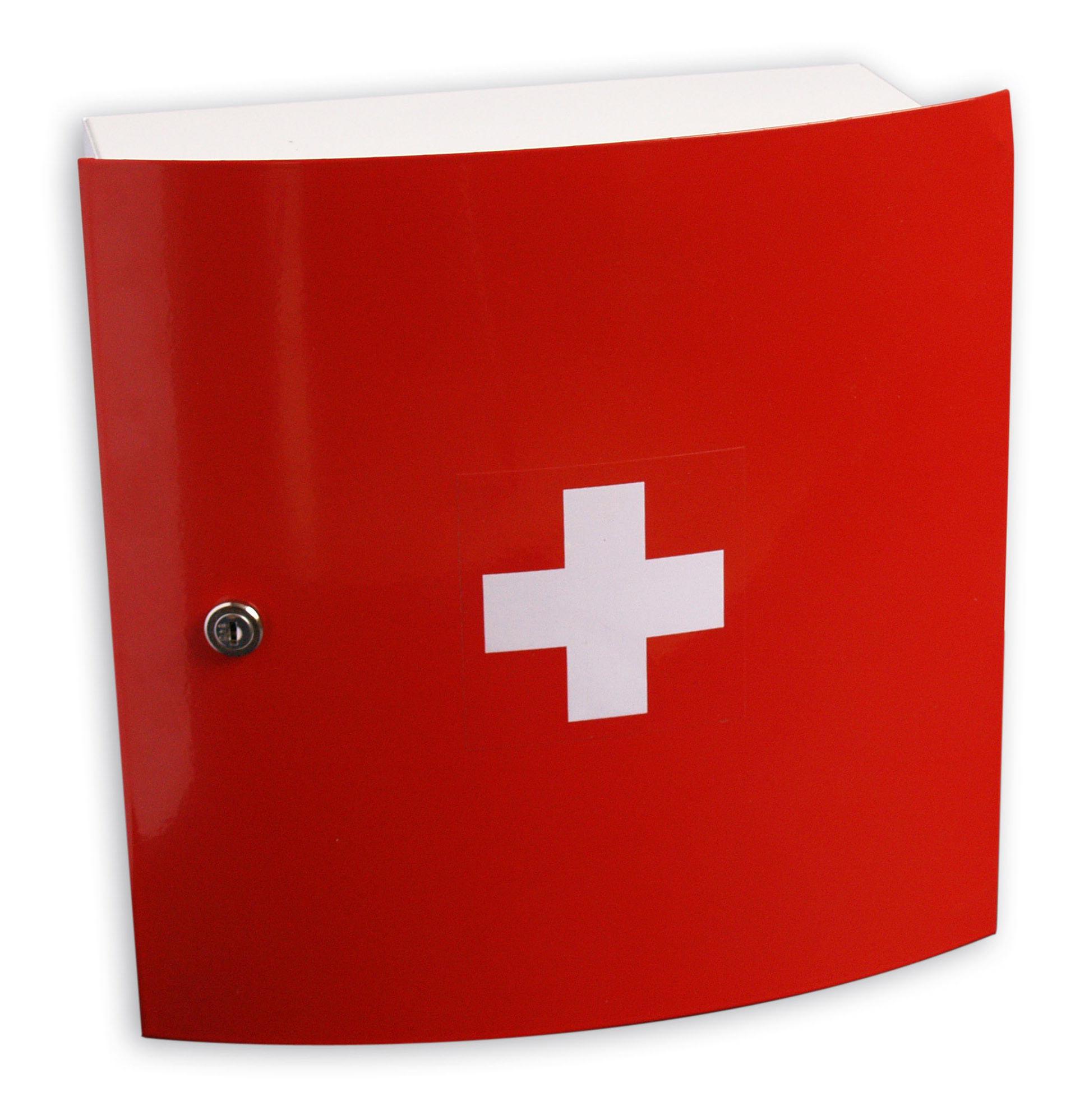 Esculape Armoire à pharmacie Design vide ,1 porte en métal rouge et blanche