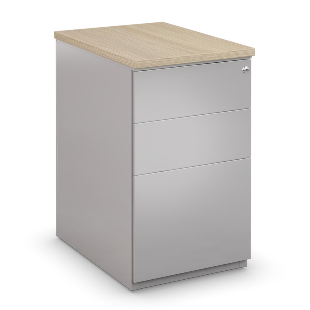 Caisson mtal hauteur bureau L.42 x P.60 x H.72 cm - Corps Aluminium - Top Chne