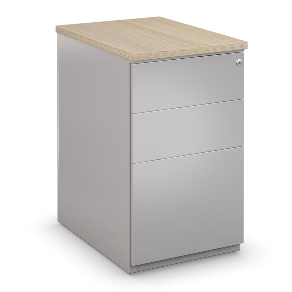 Caisson mtal hauteur bureau L.42 x P.80 x H.72 cm - Corps Aluminium - Top Chne