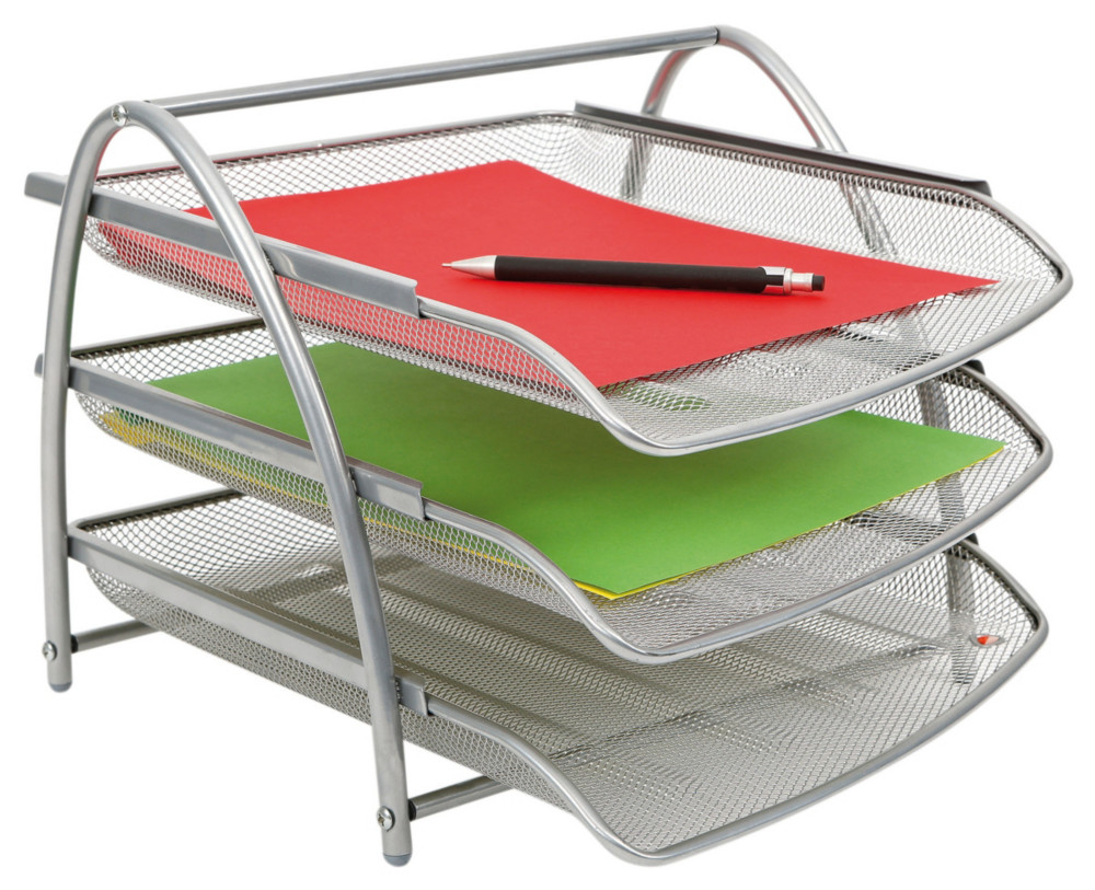Alba Corbeille  courrier Meshtray mtal - Lot de 3 - Gris