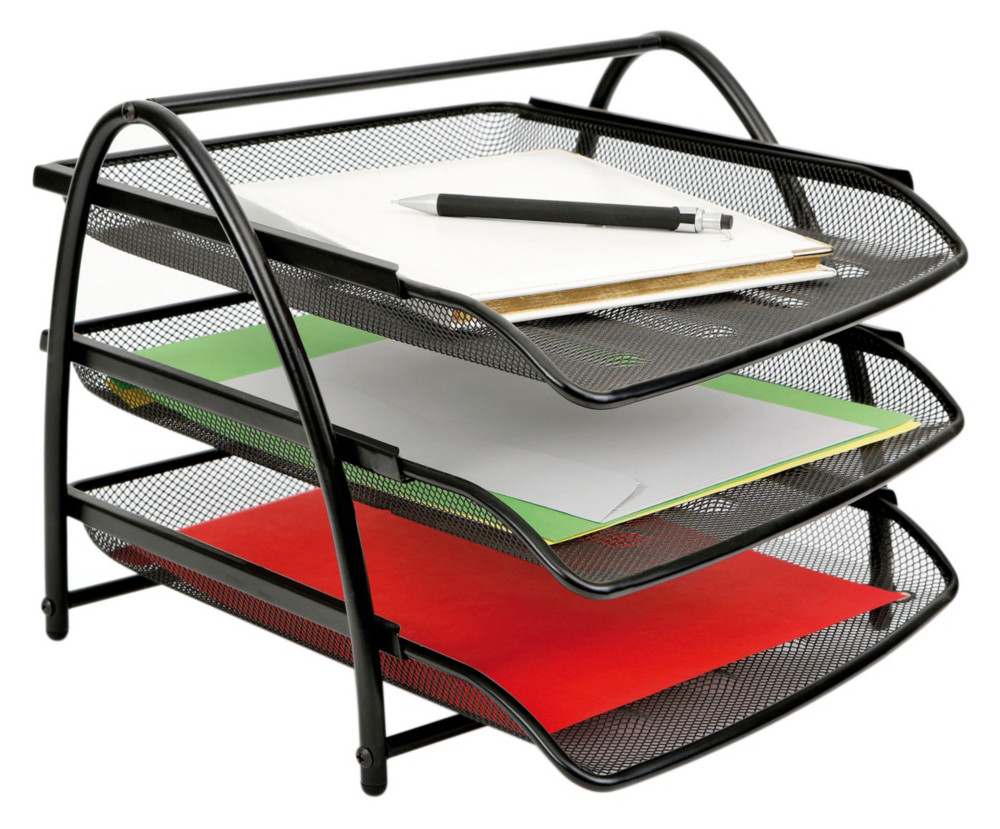 Alba Corbeille  courrier Meshtray mtal - Lot de 3 - Noir