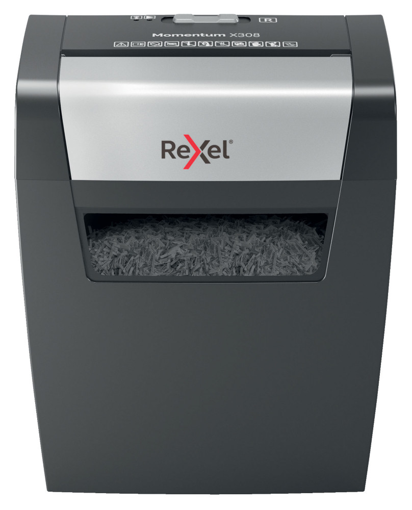 Rexel Destructeur de documents Momentum X308 coupe croise DIN P-3 - 8 feuilles - corbeille 15L