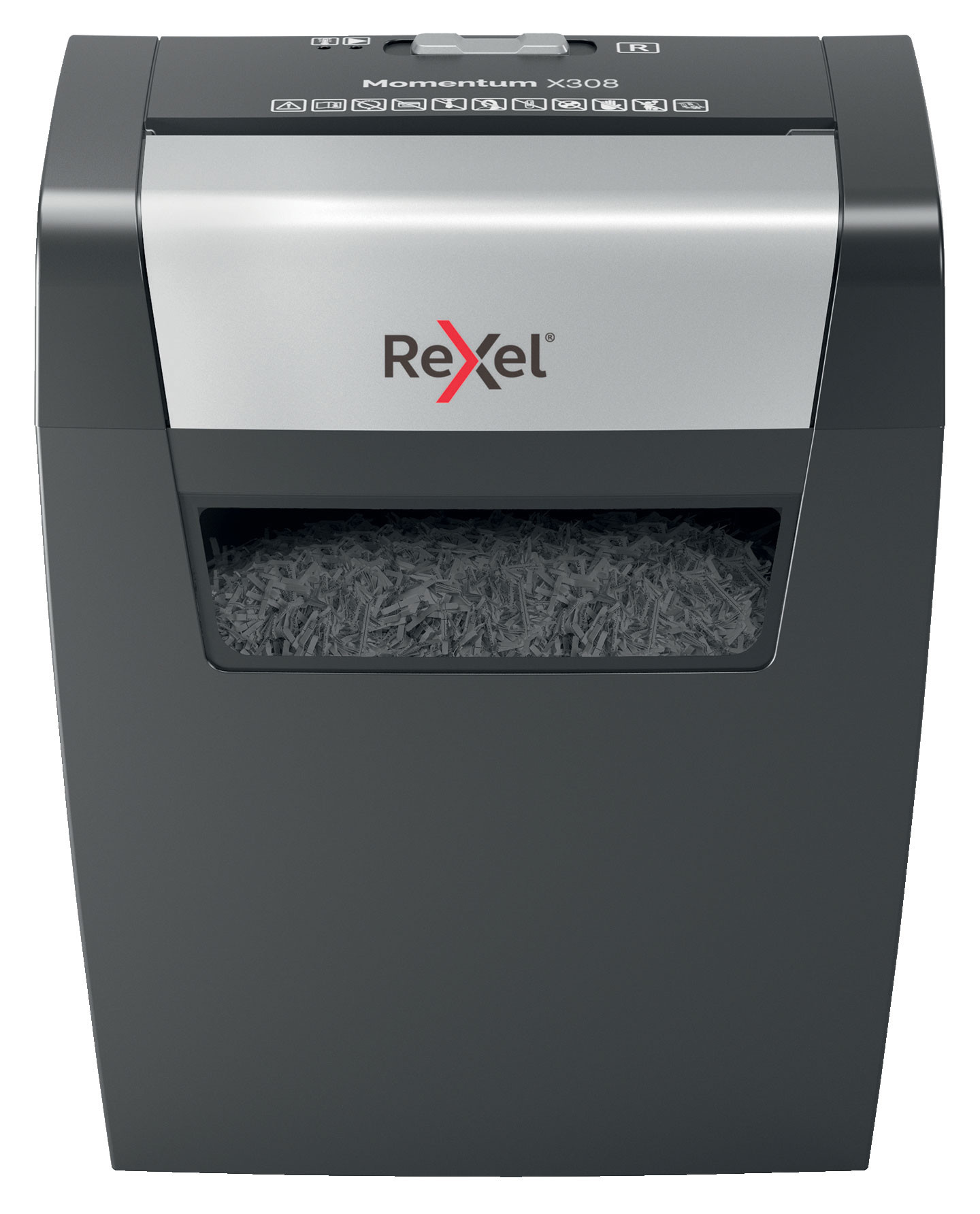 Rexel Destructeur de documents Momentum X308 coupe croisée DIN P 3 8 feuilles corbeille