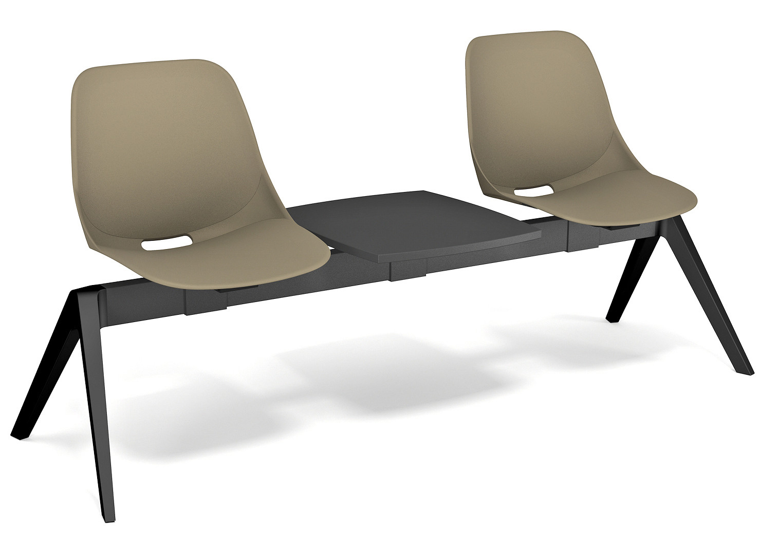 Sièges d'acceuil sur poutre Isao 2 places polypropylène + tablette - Taupe