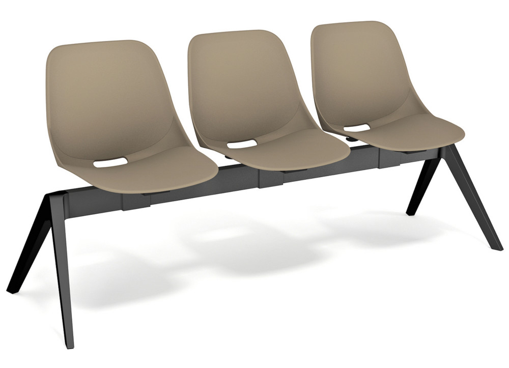 Siges d'acceuil sur poutre Isao 3 places polypropylne - Taupe
