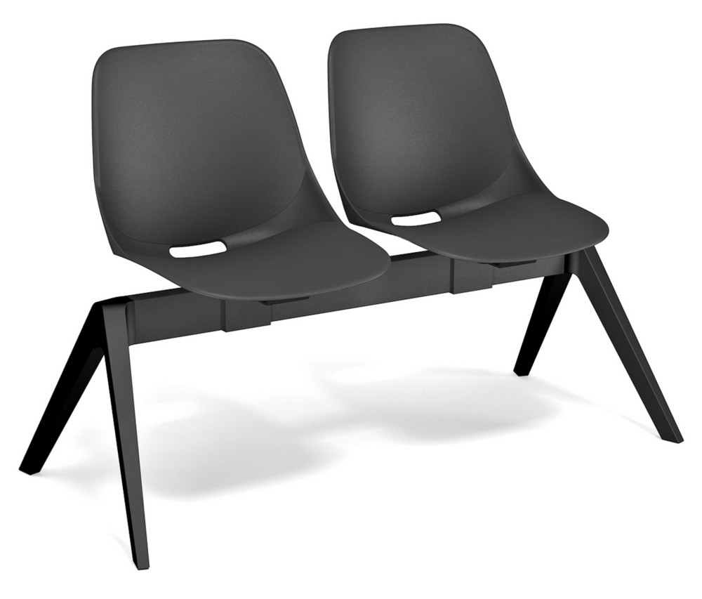 Siges d'acceuil sur poutre Isao 2 places polypropylne - Noir