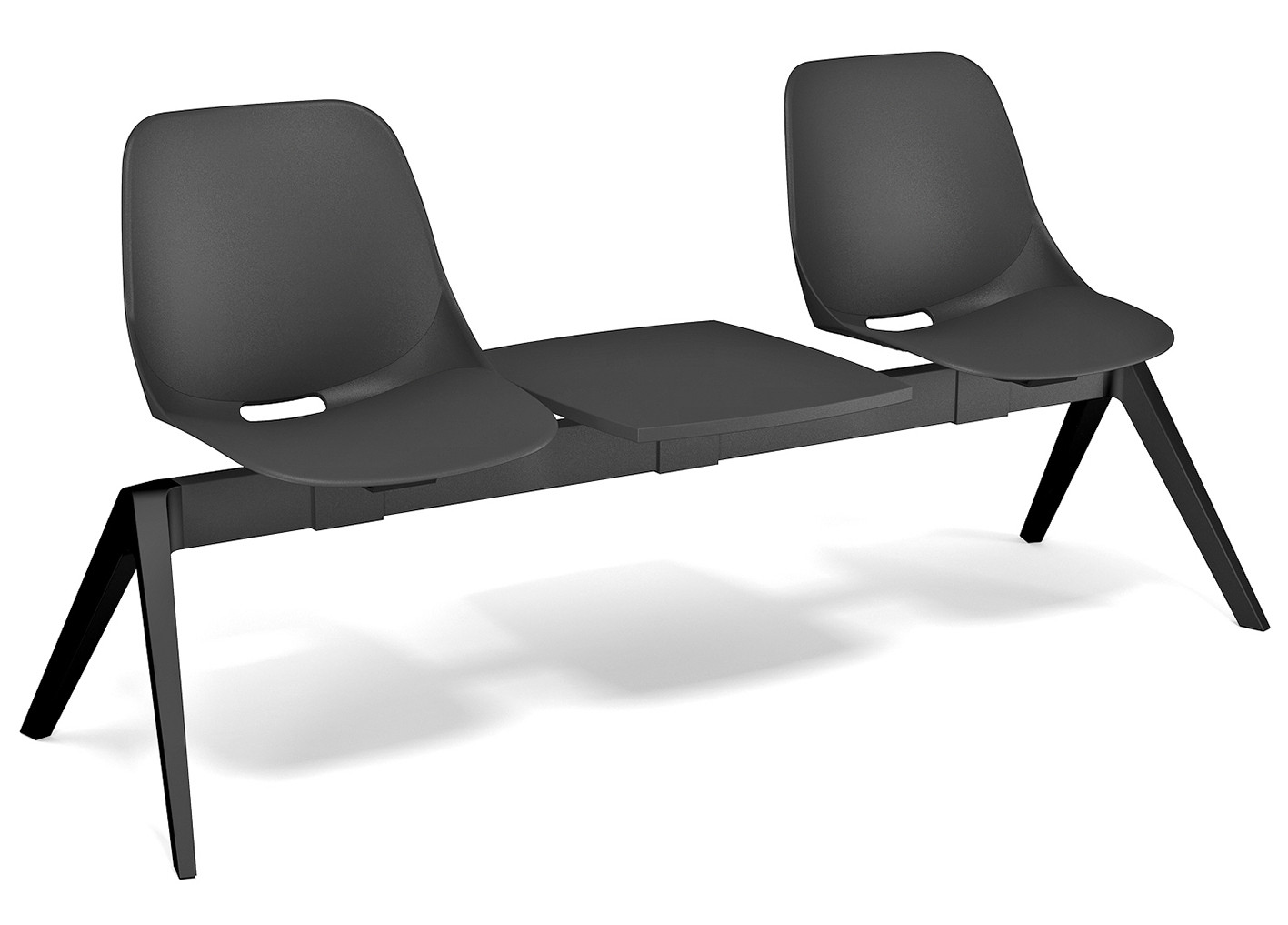 Sièges d'acceuil sur poutre métal Isao 2 places polypropylène + tablette - Noir