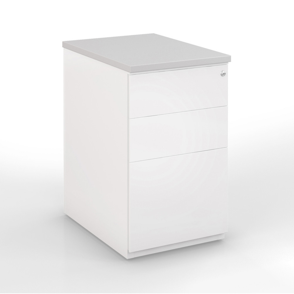 Caisson hauteur bureau mtal NF Environnement Blanc top Gris, H.72 x L. 42 x P. 80 cm