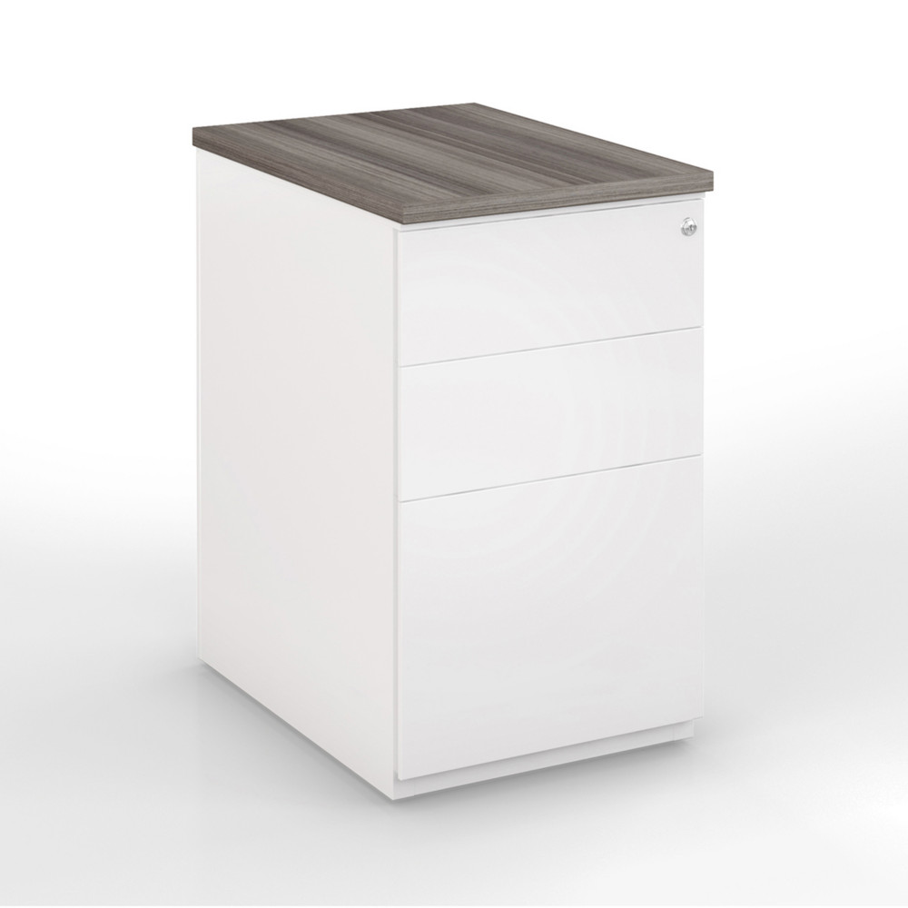 Caisson mtal hauteur bureau L.42 x P.80 x H.72 cm - Corps Blanc - Top Cdre