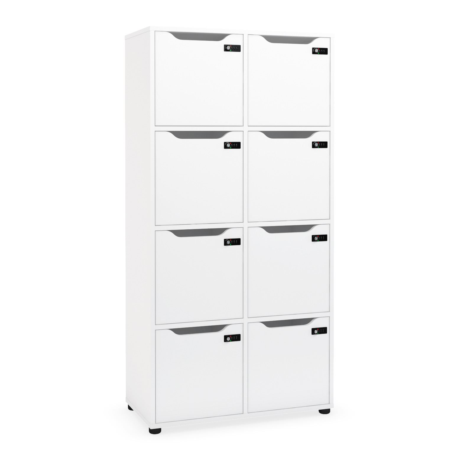 Meuble 8 cases porte à serrure à codes Flex'Office - H.158 x L.80 x P.40 - Blanc