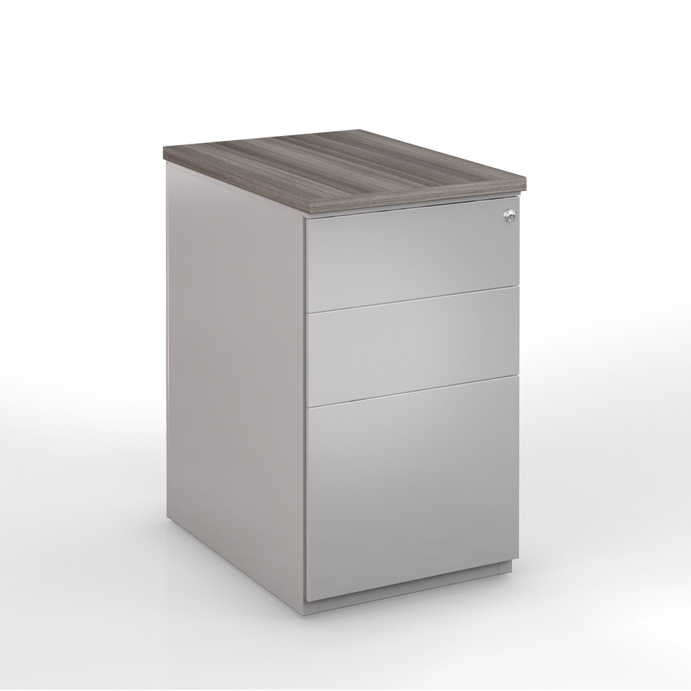 Caisson hauteur bureau mtal NF Environnement Aluminium top Cdre, H.72 x L. 42 x P. 80 cm