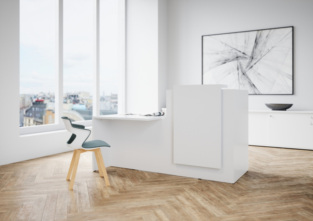 Banque d accueil Fifty L. 180 cm, comptoir  droite - Blanc