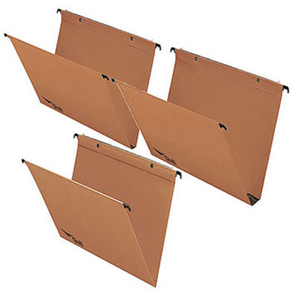 RAJA Pack 100 dossiers suspendus pour tiroir - Kraft 240g - Diffrents fonds - Boutons pression - Assortis