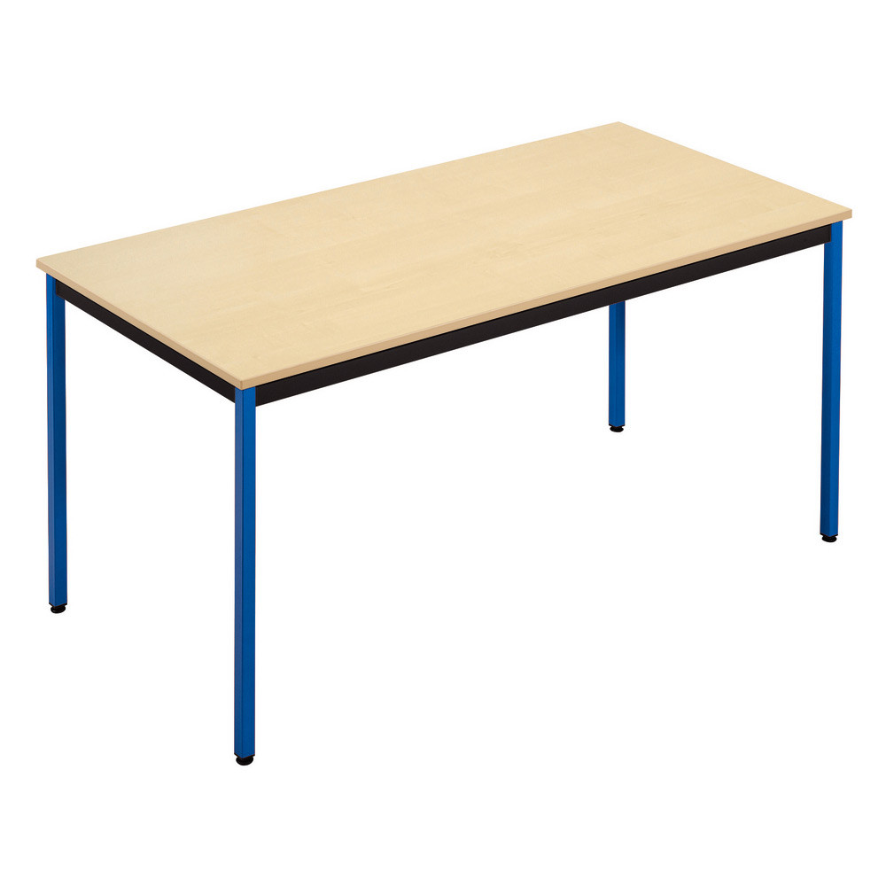 Table de runion modulable rectangle - L.160 x P.80 cm - Plateau Erable - Pieds Bleu
