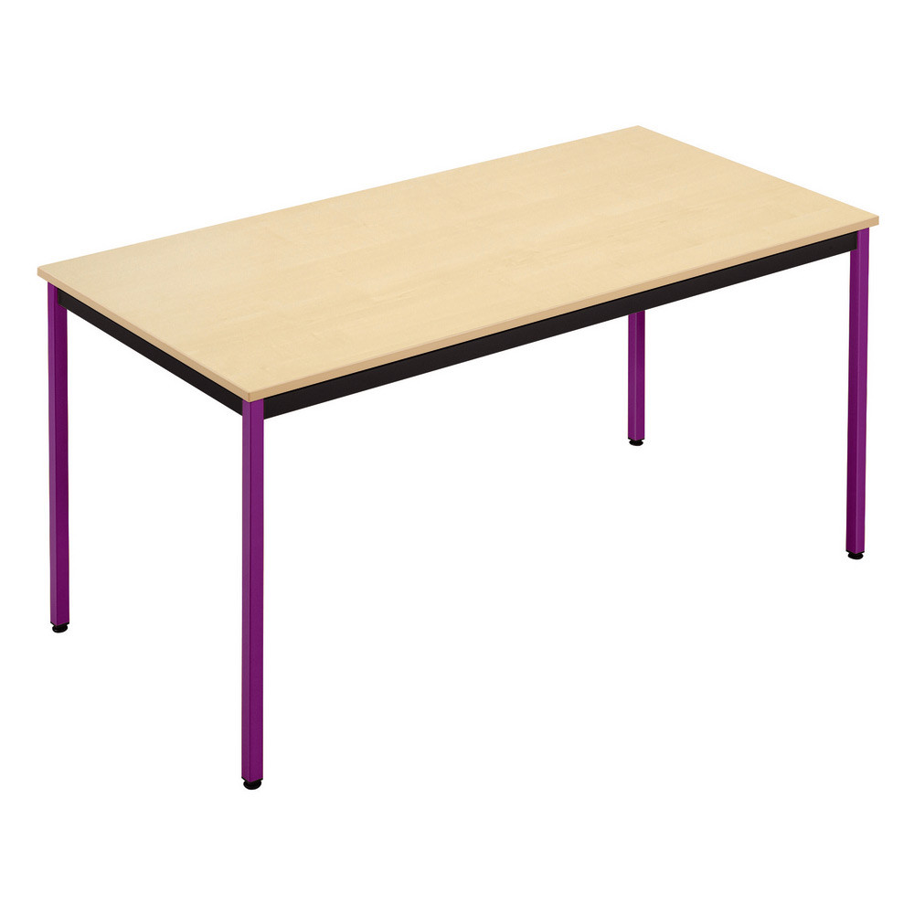 Table de runion modulable rectangle - L.160 x P.80 cm - Plateau Erable - Pieds Prune
