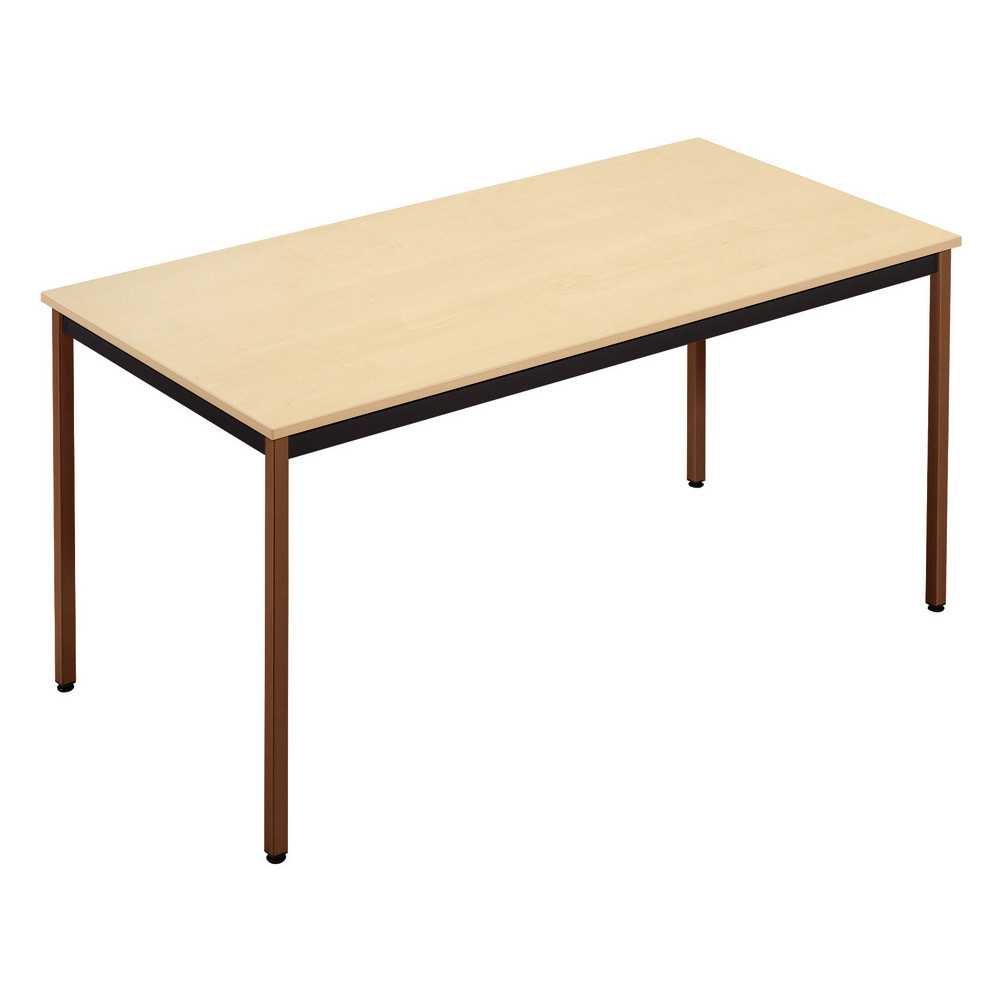 Table de runion modulable rectangle - L.160 x P.80 cm - Plateau Erable - Pieds Brun