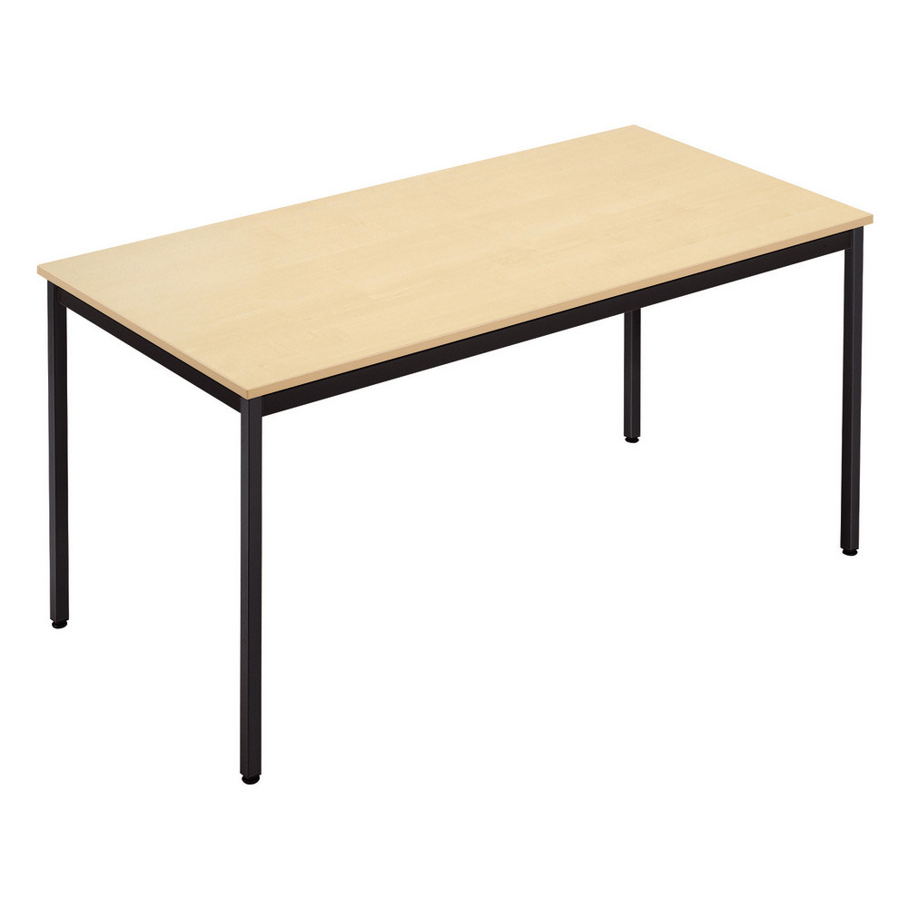 Table de runion modulable rectangle - L.160 x P.80 cm - Plateau Erable - Pieds Noir