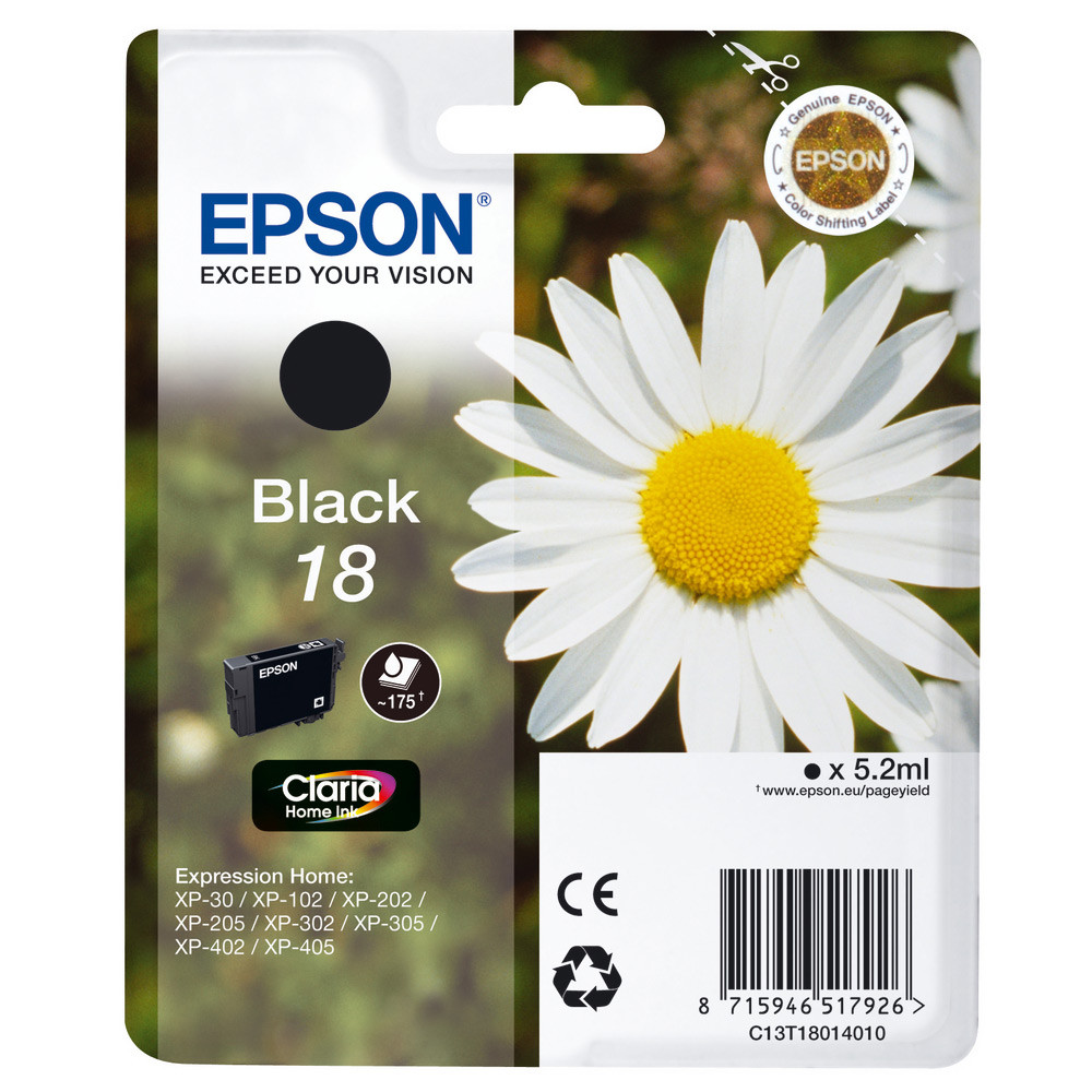 Epson 18 ''Pâquerette'' Cartouche d'encre originale Claria Home C13T18014012 - Noir