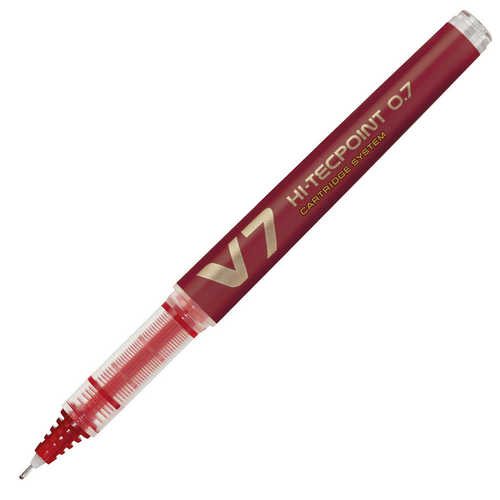 Pilot Hi-TecpointV7 Begreen - Stylo roller rechargeable pointe fine 0,7mm - Rouge