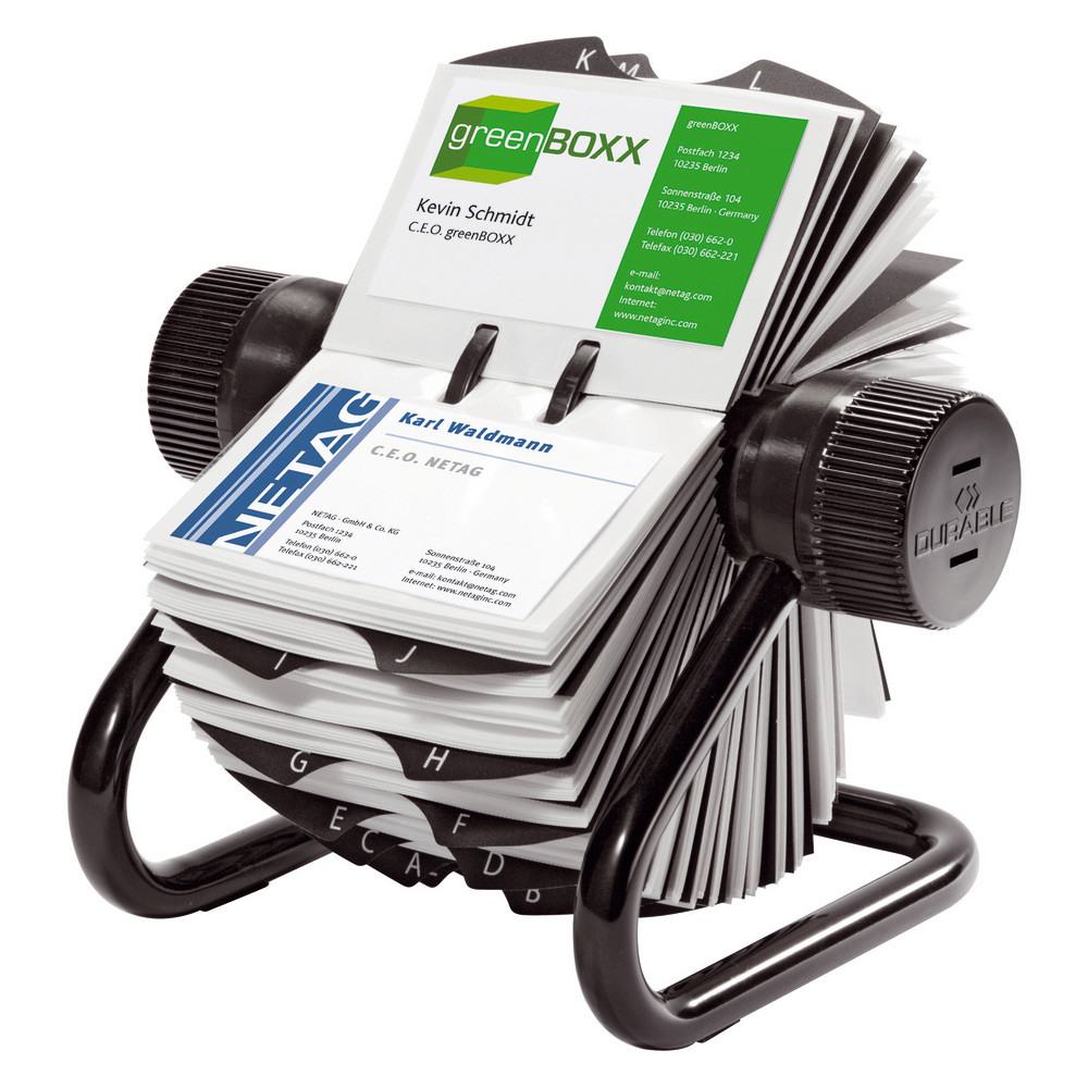 Durable VISIFIX, fichier rotatif, 400 cartes, onglets A-Z, noir